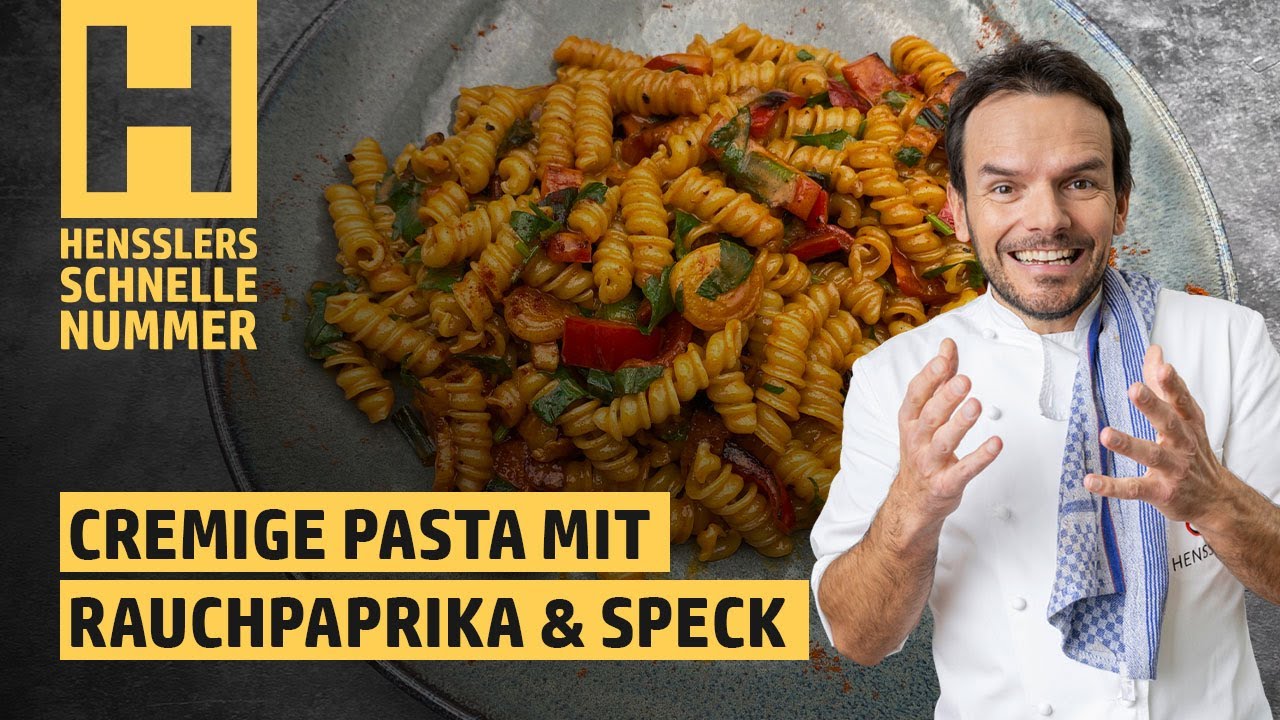 Schnelles Cremige Pasta mit Rauchpaprika und Speck Rezept von Steffen  Henssler - YouTube
