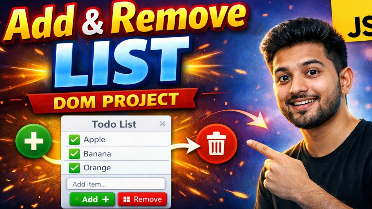 JavaScript Add & Remove List | DOM Project for Beginners (Bangla) - YouTube