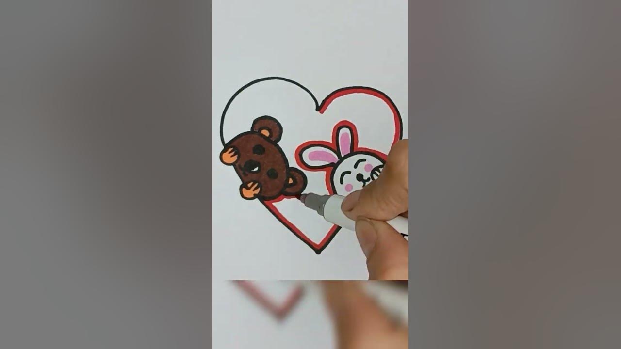 cute 🐻🐰сурет салу оңай #shots #drawing #қоян #аю #суретсалыпуйрену # ...