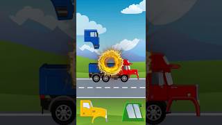 Construction vehicles wiht Cabins - Bulldozer, Mixer and Dump Trucks for Kids #shorts