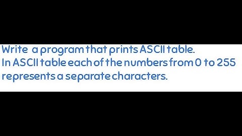 Write  a program that prints ASCII table.( 0  to  255)