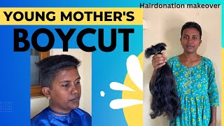 Young mother gets ULTRA SHORT BOYCUT for hairdonation | Sides &amp; Back buzzed |Buzzcut |Short Pixiecut