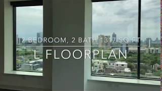 L Floor Plan, 2 bd / 2 ba