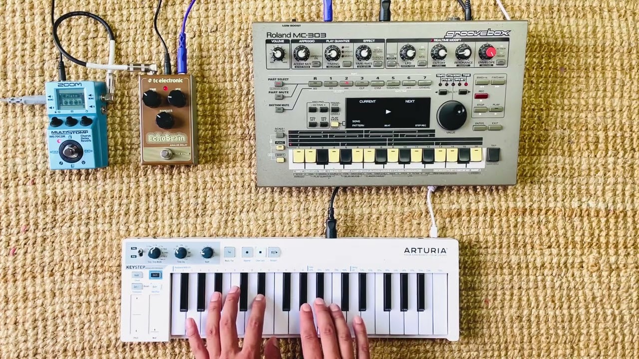 Processing this noisy MC303 Groovebox thru pedals for a quick 90s jam 