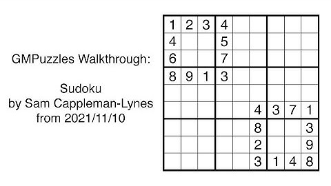 GMPuzzles - 2021/11/10 - Sudoku by Sam Cappleman-Lynes