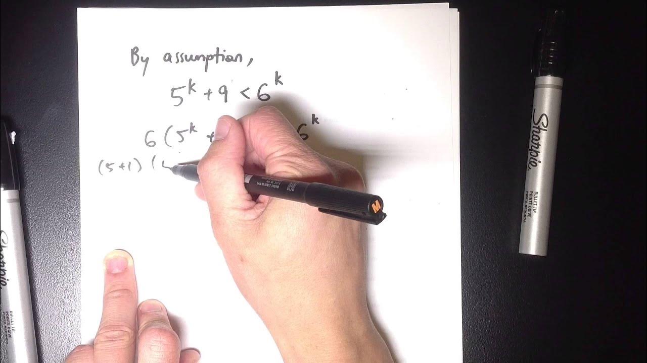 Induction Inequality Proof Example 3 5^n + 9 less than 6^n YouTube