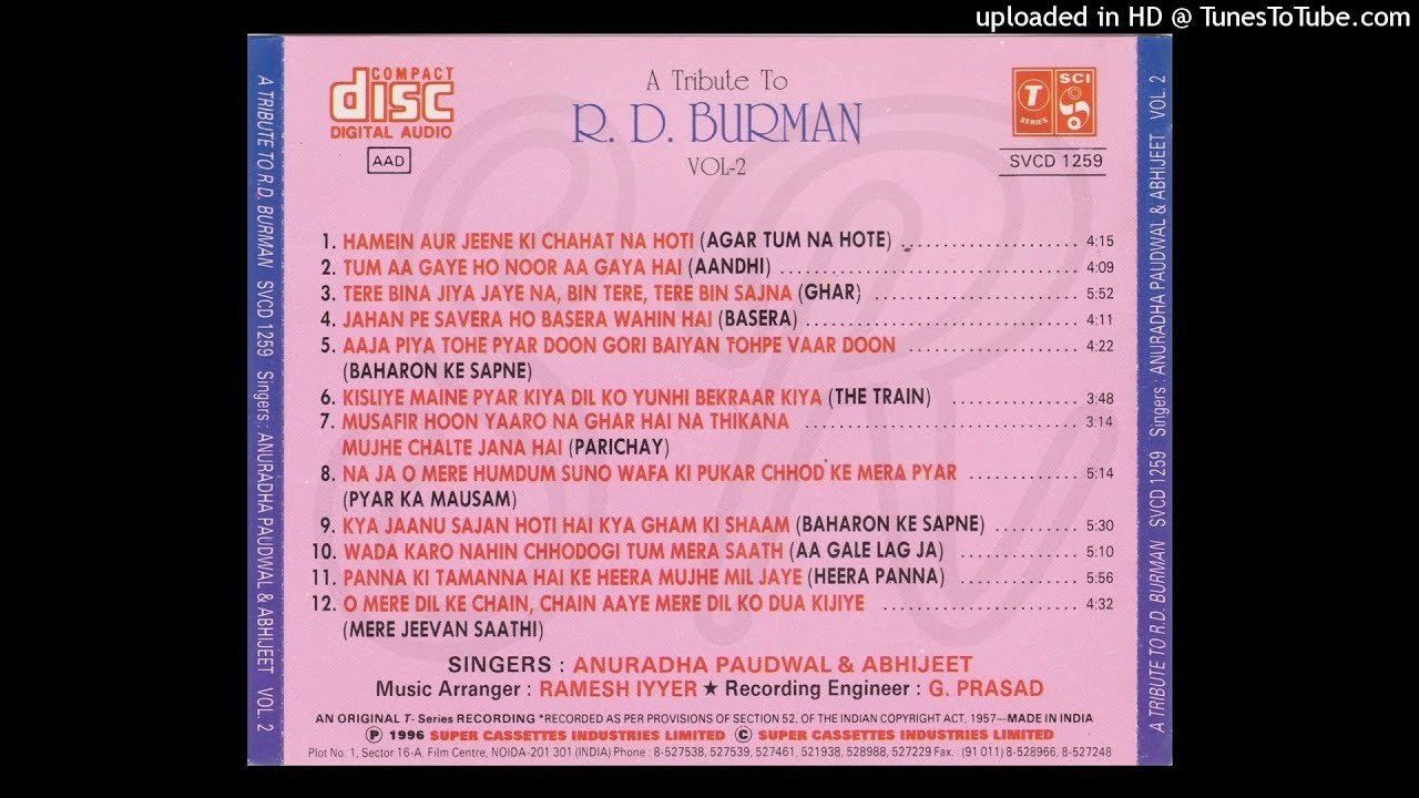 A TRIBUTE TO R D BURMAN VOLUME 2 SIDE A BY ANURADHA PAUDWAL  ABHIJEET