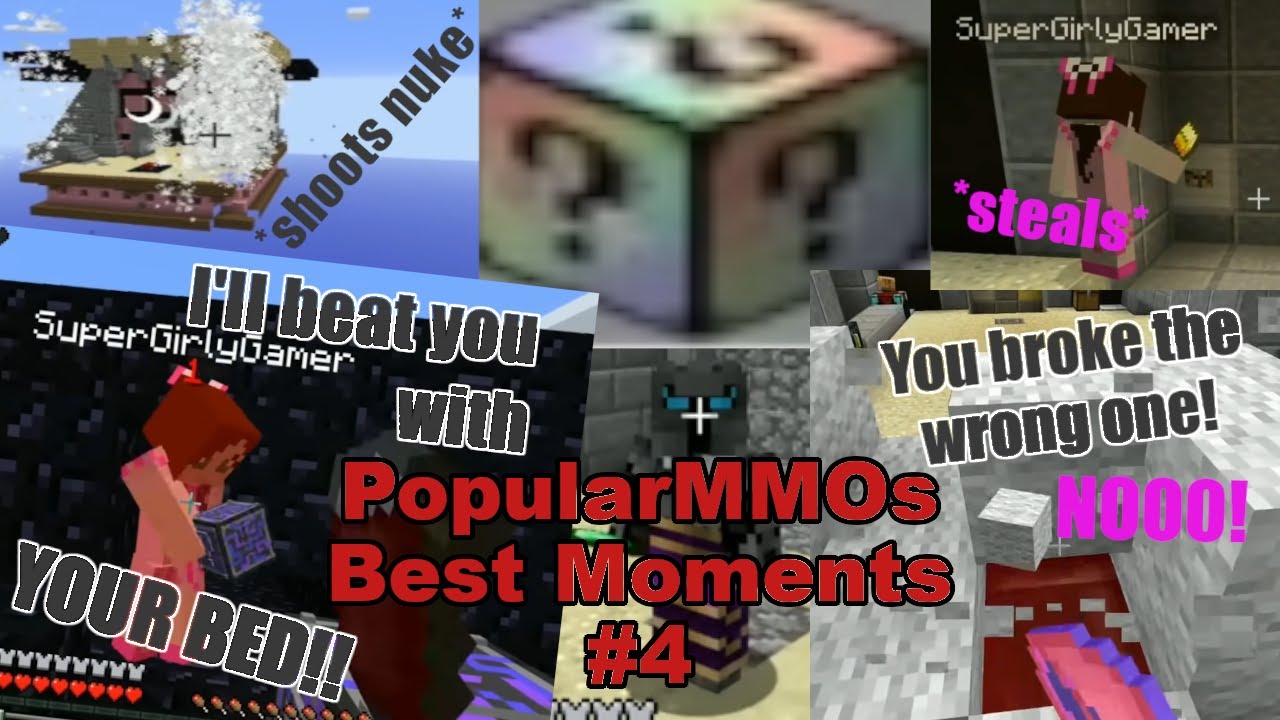 Part 4! PopularMMOs Lucky Block Bedwars Funniest Moments (imo)