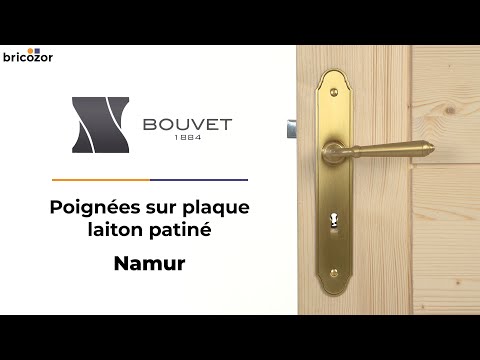 Poignées de porte sur plaques - rustiques - laiton patiné - Namur BOUVET