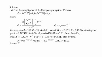 Exam MFE exercise for January 18, 2018
