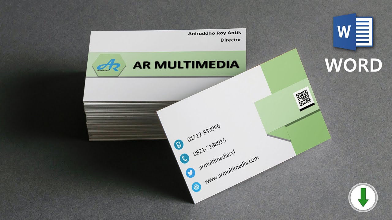 MS Word Tutorial: Name Cards MS Word 20 Double Sided Business Card  Template Word [AR MULTIMEDIA] With Front And Back Business Card Template Word