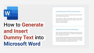 How to Generate and Insert Dummy Text into Microsoft Word