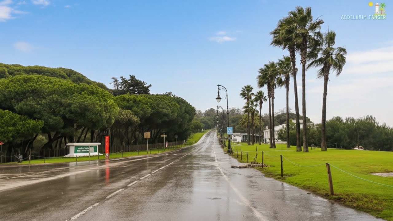 جولة في مدينة طنجة تحت الامطار.. شاهد طبيعة الرميلات و امواج أشقار 🌊🌧️