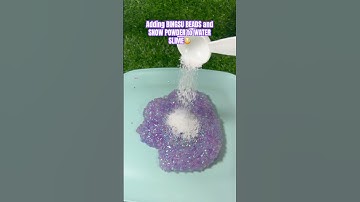 Adding BINGSU BEADS and INSTANT SNOW to WATER SLIME😳 #slime #satisfying