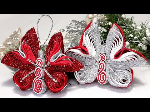 Christmas 3D ornaments Making Butterfly | DIY Christmas Tree decorations | Christmas Craft Ideas