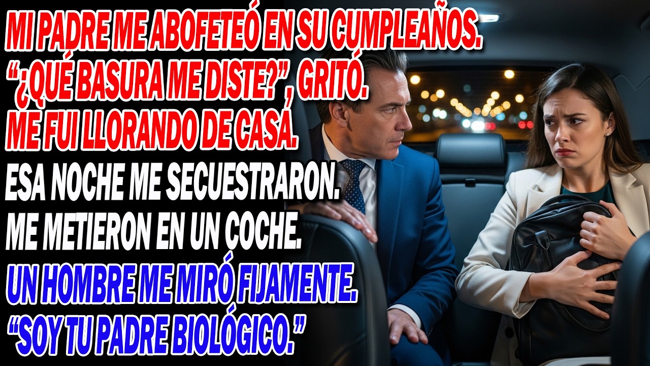 🎂Mi padre me abofeteó en su cumpleaños 😱💔, y esa misma noche fui secuestrada…
