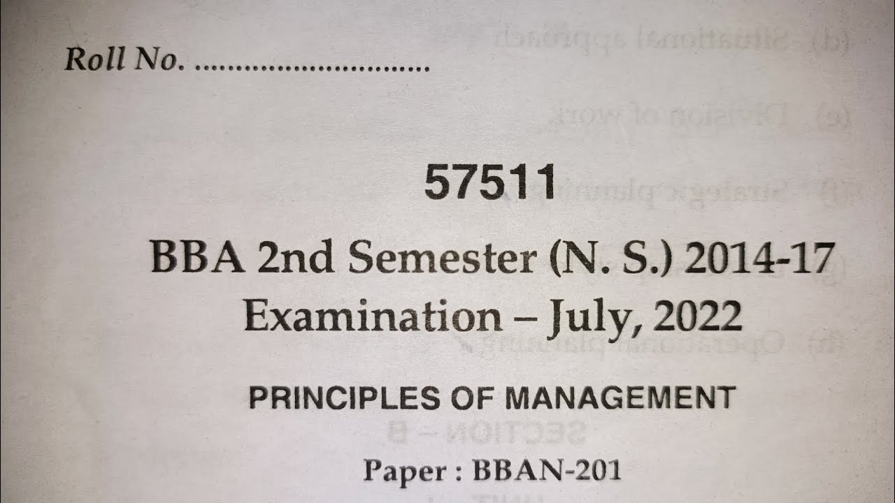 BBA 2 Sem Principles Of Management Question Paper YouTube BBA 2 Sem Principles Of Management Question Paper YouTube