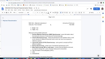 MSE 408 F20 Lab 3 - Polymers Characterization