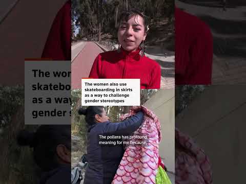 Bolivian women skaters honor Indigenous roots in 'pollera' skirts