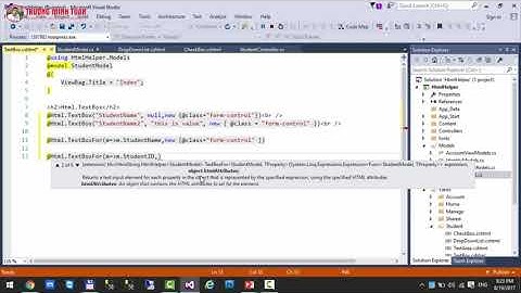 ASP.NET MVC (Lesson26) - ASP.NET MVC Với HtmlHelper TextBox, TextBoxFor | TRUONG MINH TUAN OFFICIAL
