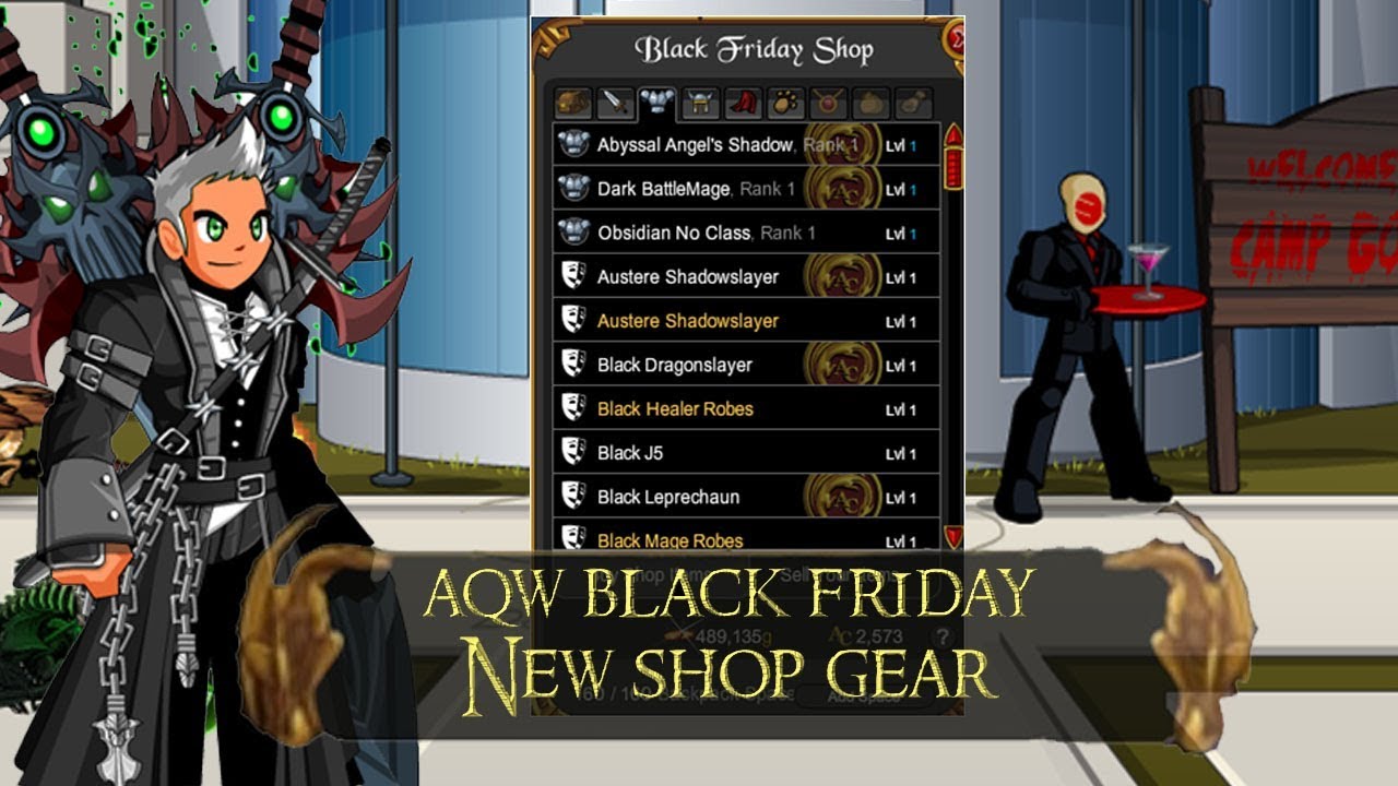 Aqw Black Friday 2018 Rares Shop Abyssal Angels Shadow Class Youtube