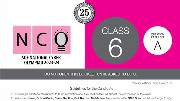 Class 6  NCO 2023 - 24 Paper Set A / SOF National Cyber Olympiad 2023 - 24 Question Paper Set A