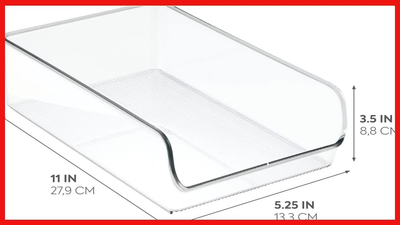 iDesign Linus Plastic Fridge and Freezer Storage Organizer Bin, Clear