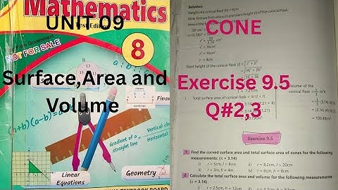 Exercise 9.5 Q 2,3 class 8 Math UNIT 9 Total Surface Area and Volume of Cone| Class 8 Ex 9.5 Q 2,3