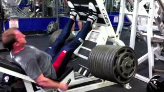 Gym Lifts 5-7-12
Heres some motivation for fellow 3DMJers. I sweat buckets this workout! Full workout:
Squat walkout 545 x 30 seconds
Speed Squats w/ bands: 275 x 3 (8 sets)
Leg Press: 11-11.5 plates x 6 reps (3 sets)
Rack Pulls: 495 x 3 (3 sets)
Calf Raise: 630-720 x 6 Gym Lifts 5-7-12