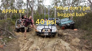 Playing In The Mud at Appin - GU Patrol, D22 Navara, Hilux, Triton