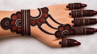 Very simple unique style mehndi design for back hand|new easy mehndi design 2026 | mehandi designs screenshot 5