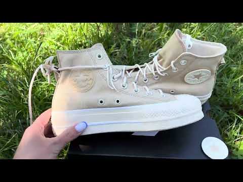 Converse A06092C бежевые высокие на платформе