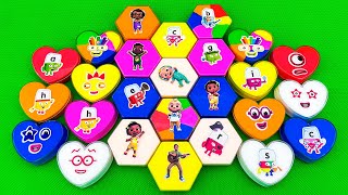 Looking Numberblocks, Alphablock, Cocomelon With CLAY in Colorful Mini Heart, Hexagon Shapes! ASMR