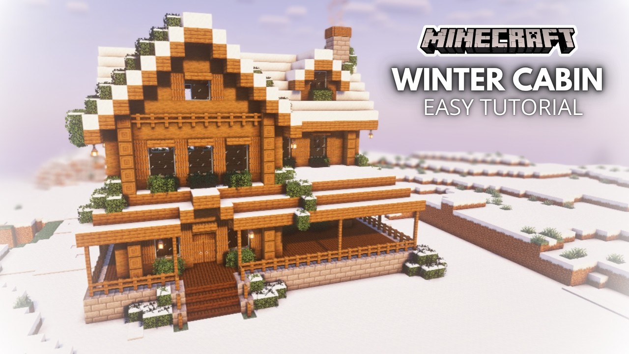 Minecraft Tutorial - How to Build a Cozy Winter Cabin Base! - YouTube
