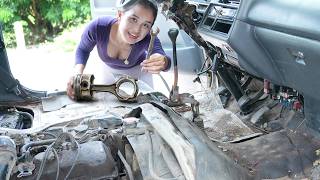 Girl Restores the Body of an Abandoned Toyota Hiace to Its Original Condition