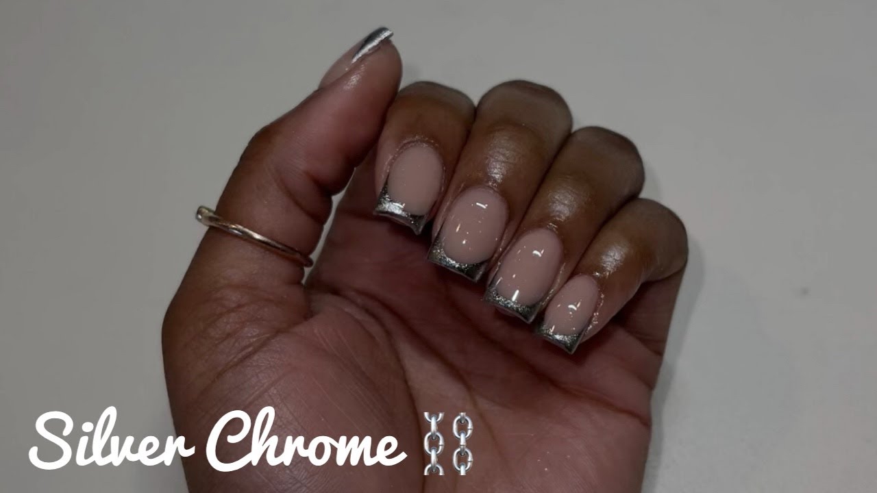 7. Silver Chrome French Tip Nails - wide 6