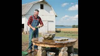 Farmer’s Gentle Touch 💚🧽 - Cleaning the Eagles’ Feeding Table 🦅💦 1:1- 5070 #Farm #Eagles