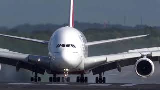 AIRBUS - A380 UNBLELIEVEABLE - Hard Crosswind LANDING DURING a Strom AT + (DUSSELDORF) Video - 4K
