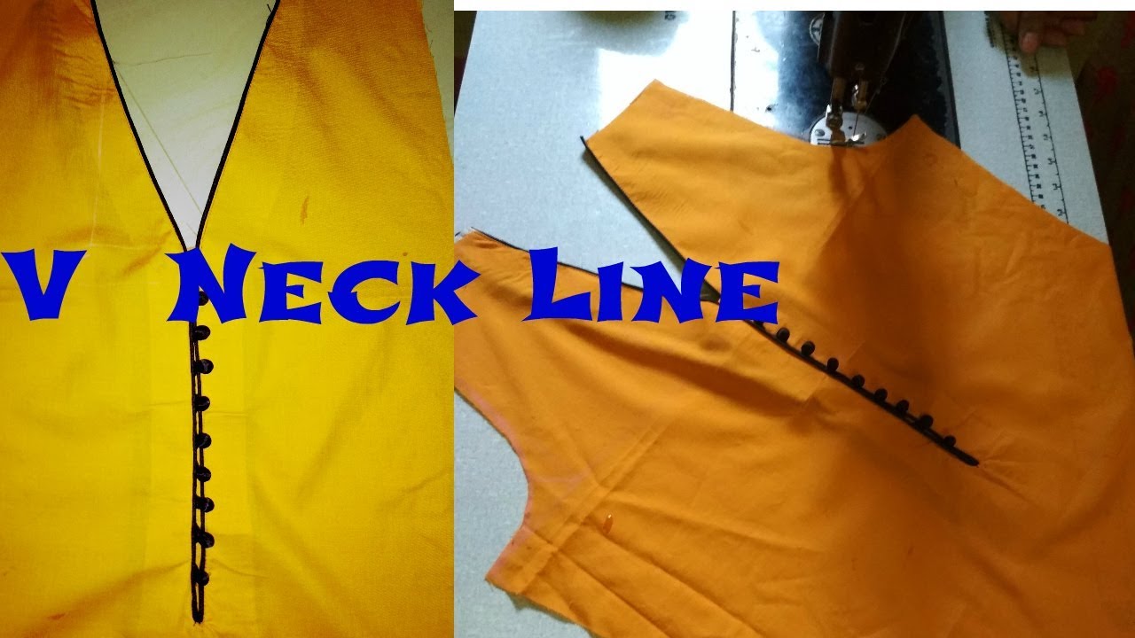 v shape neck design with lace