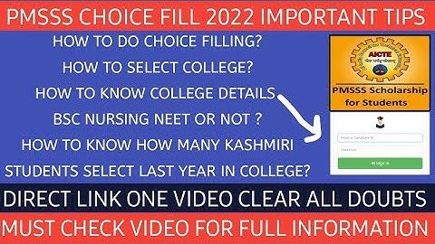 Pmsss 2022 Choice Filling Step By Step Process How To Select College Neet All Doubts One Video