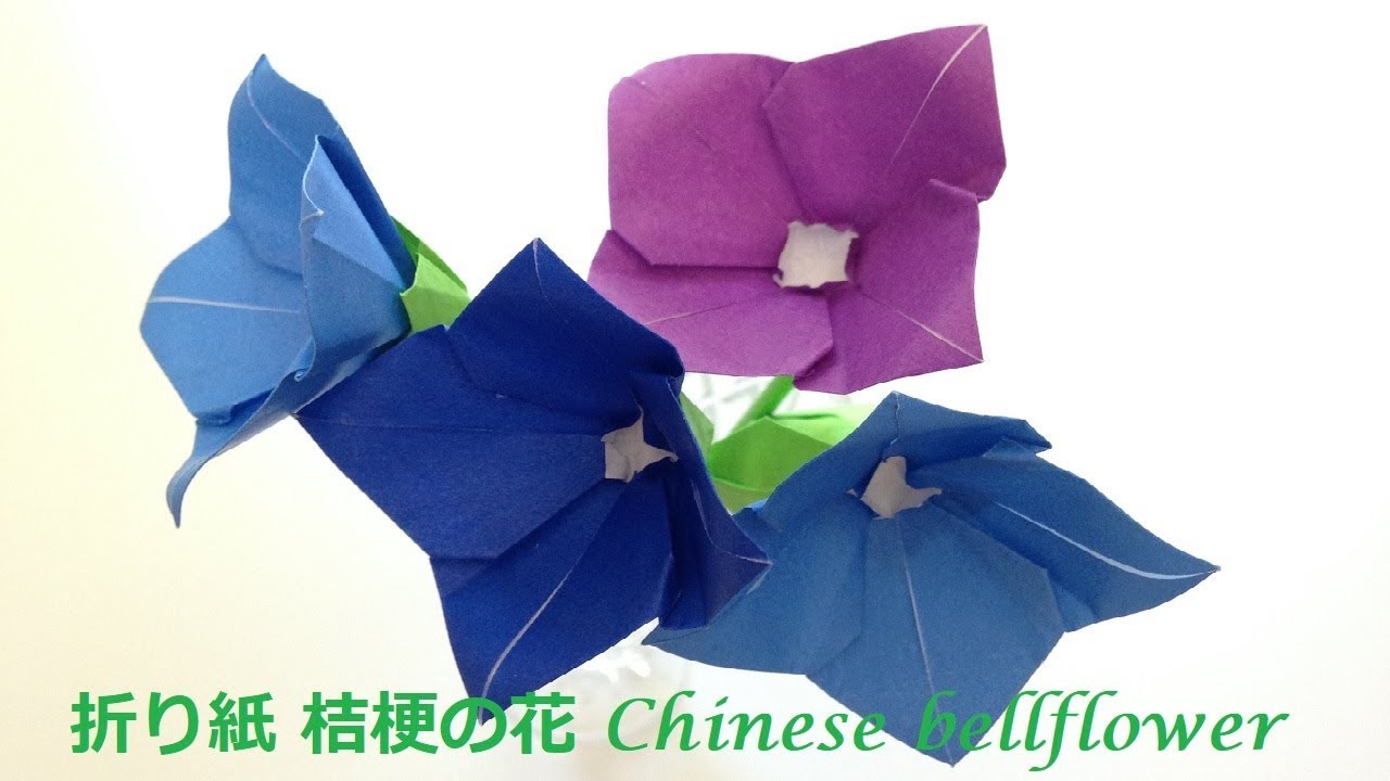 桔梗は折り紙一枚で立体的に作れる 意外と簡単な夏の花 子供と楽しむ折り紙 工作