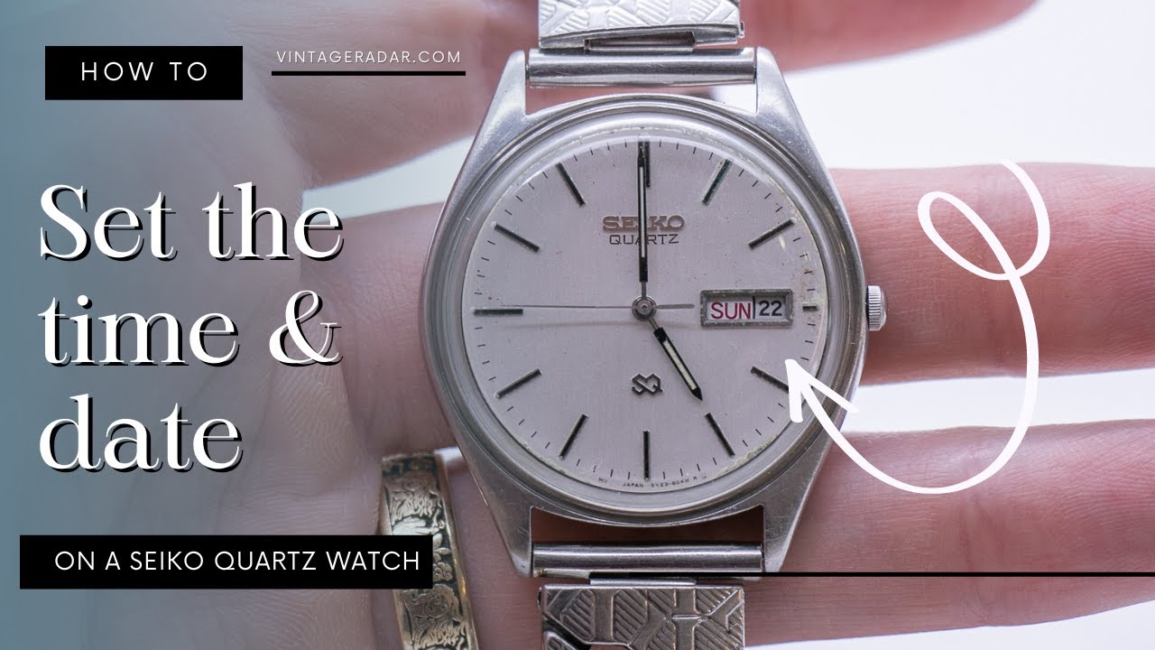 How to Set the Time and Date on a Seiko Quartz Watch - Seiko Quartz 5Y23- 8040 - YouTube