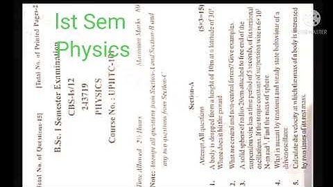 Jammu University lst Semester Paper Physics #APAN