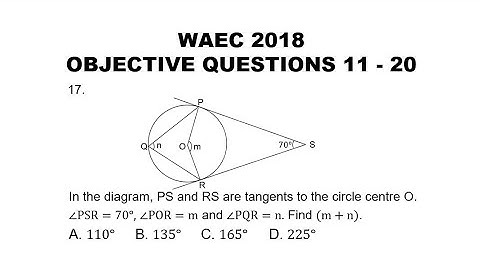 WAEC 2018 Mathematics Objective Questions 11-20