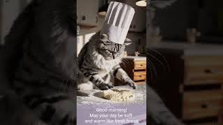 Just Hello app | Fluffy gray cat kneading dough in the morning light | video cards with your voice screenshot 5
