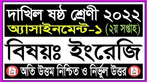 Dakhil Class 6 2nd Week Assignment Answer.Dakhil Class 6 English assignment Answer 2nd week