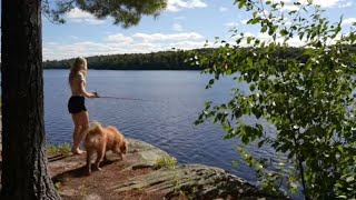 Camping with My Dad and Dog | Cooking, Fishing, Canoeing