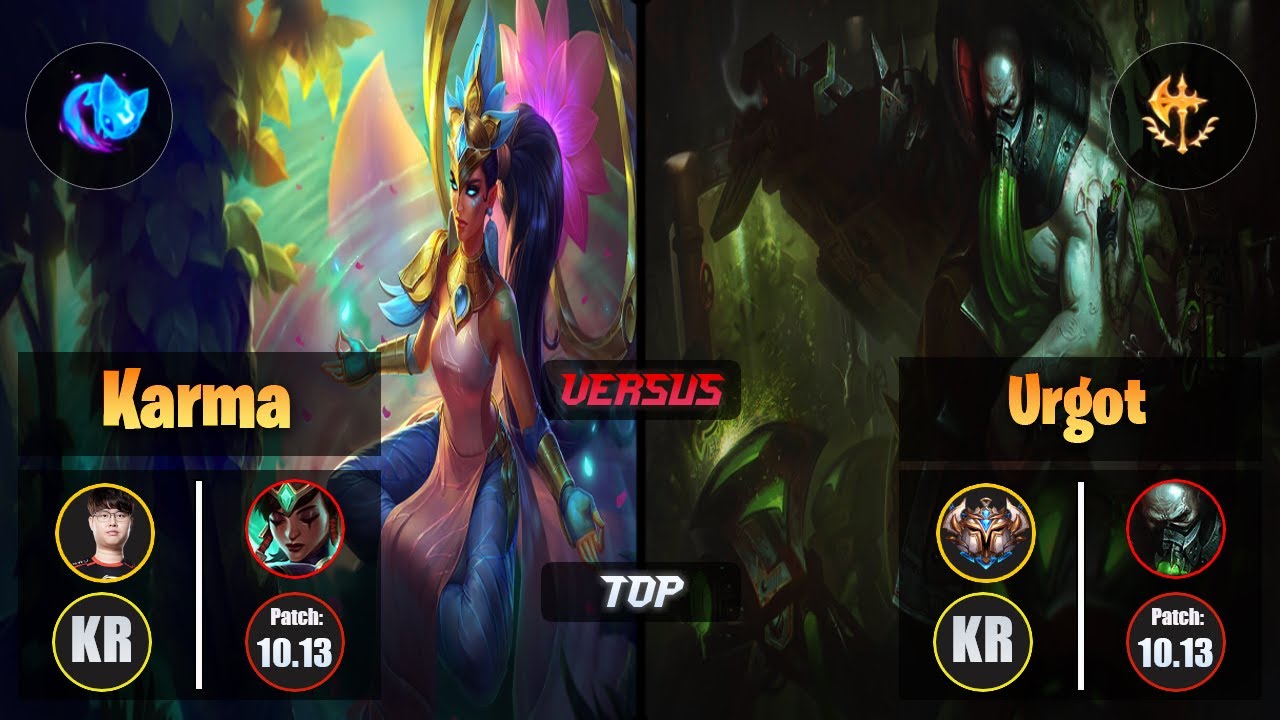 Sword KARMA (Top) [Summon Aery] VS URGOT - Challenger KR Patch 10.13