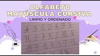 Caligrafía Alfabeto mayúscula cursiva  limpio y ordenado para principiantes