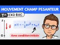 Mouvement dans un champ de pesanteur avec condition initiale  exercice bac  terminale spcialit